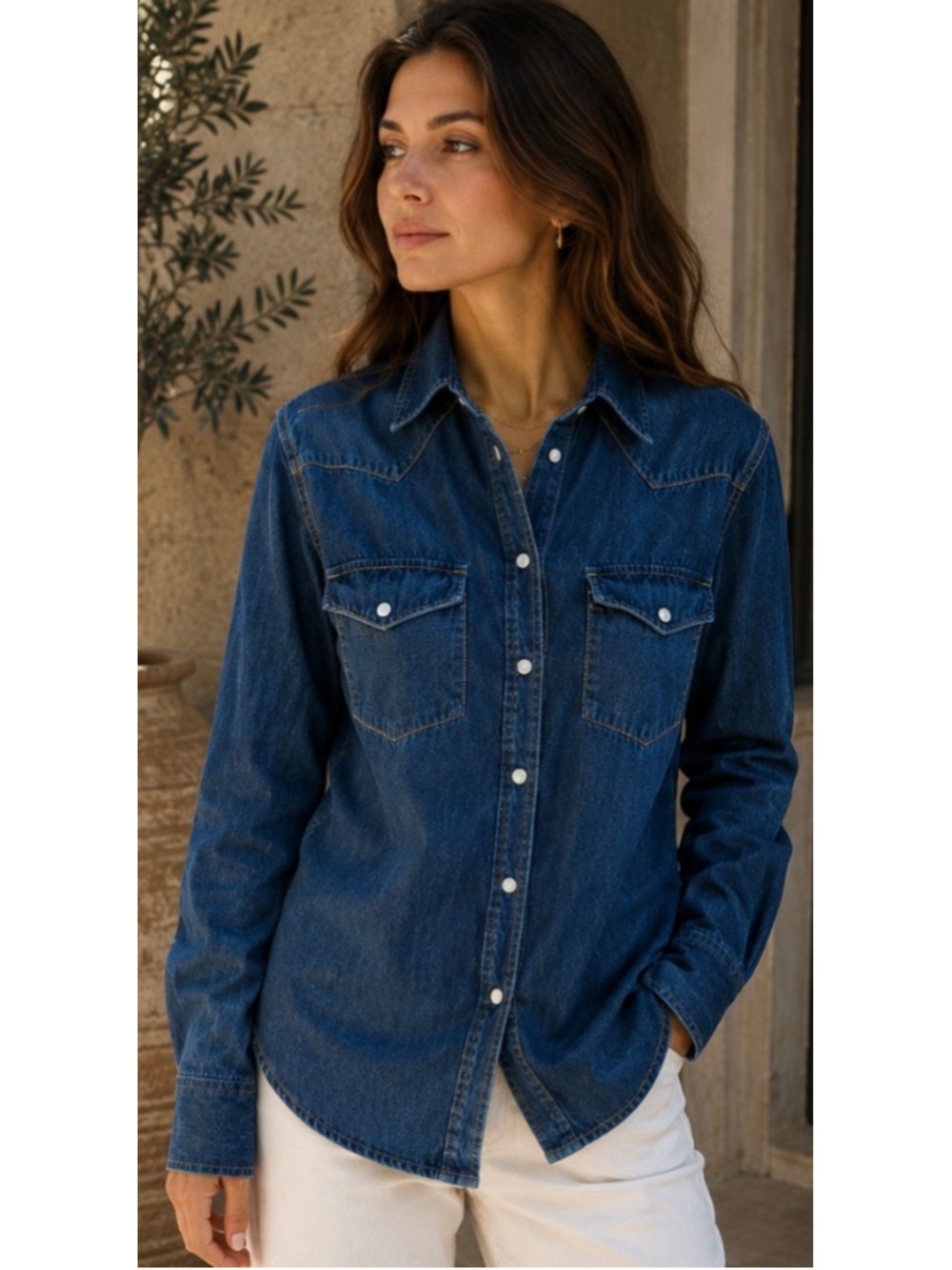 Lone Star Denim Button Down Shirt Blue Size S Pearl Snap Western